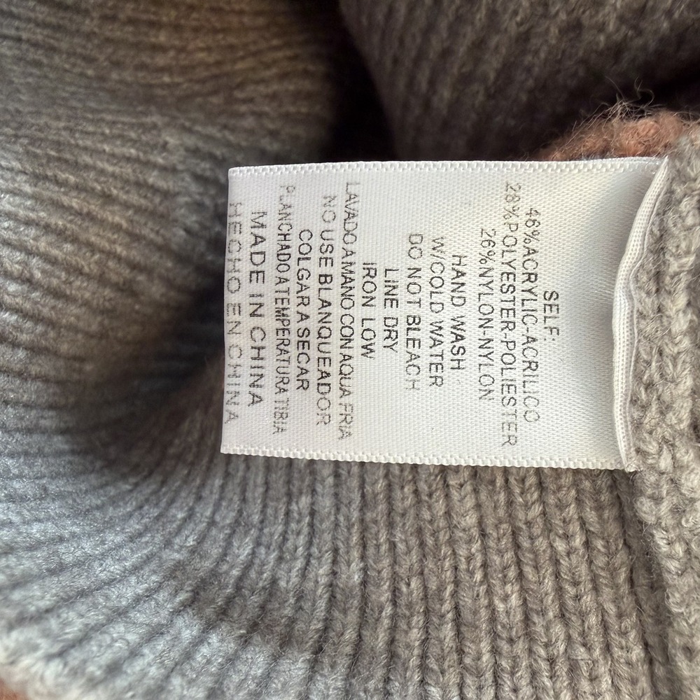 & Merci Colorblock Cropped Sweater Dolman Puff Sleeve Large Grandpacore Neutral - Picture 4 of 7